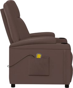 vidaXL Πολυθρόνα Μασάζ Καφέ από Συνθετικό Δέρμα