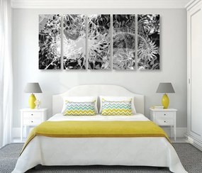 Αφηρημένη τέχνη ασπρόμαυρης εικόνας 5 μερών - 100x50