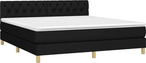 vidaXL Κρεβάτι Boxspring με Στρώμα &amp; LED Μαύρο 160x200 εκ. Υφασμάτινο