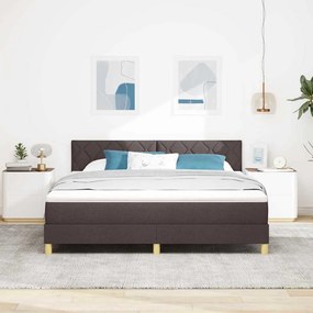vidaXL LED Κρεβάτι με βάθρο Σκούρο Καφέ 180 x 200 cm ύφασμα