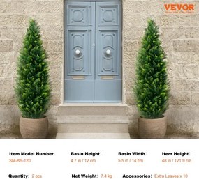 VEVOR 2 Pack 4' Artificial Cedar Topiary Tree Faux Plant UV Decor In/Outdoor