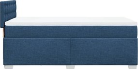 vidaXL Κρεβάτι Boxspring με Στρώμα Μπλε 90x190 εκ.Υφασμάτινο