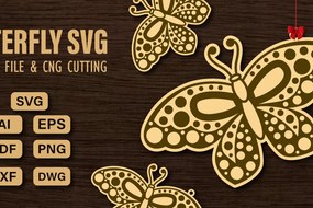 Σετ των 2 Intra απο ξύλο plywood 3mm-4mm πάχος πεταλούδας και κοπής CNC Δίασταση 20x30 cm INTRAFABR-98741678