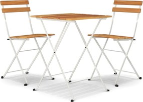 vidaXL Τραπεζαρία Bistro Πτυσσόμενη Σετ 3 τεμ. Μασίφ Ακακία &amp; Ατσάλι