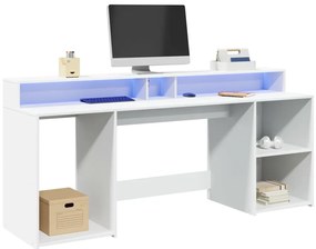 vidaXL Γραφείο με LED Λευκό 200x55x91 εκ. από Επεξεργασμένο Ξύλο