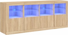 vidaXL Μπουφές με LED Sonoma Δρυς 163 x 37 x 67 εκ.