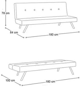 Καναπές - κρεβάτι Zola Megapap τριθέσιος υφασμάτινος χρώμα γκρι 180x64x78εκ.