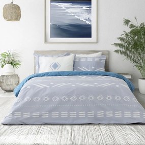 Σεντόνια Raiza Με Λάστιχο (Σετ 4τμχ) Grey-Blue Nima Queen Size 160x232cm 100% Βαμβάκι