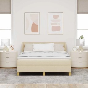 vidaXL Κρεβάτι με ελατήρια με στρώμα Κρεμ 140 x 190 cm ύφασμα