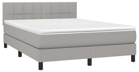 Κρεβάτι Boxspring με Στρώμα &amp; LED Αν.Γκρι 140x190εκ. Υφασμάτινο - Γκρι