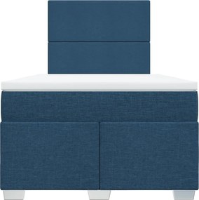vidaXL Κρεβάτι Boxspring με Στρώμα Μπλε 120x200 εκ. Υφασμάτινο