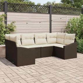 vidaXL Σετ Καναπέ Κήπου 6 pcs Καφέ Πολυ ράταν