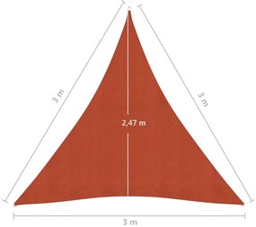 Πανί Σκίασης Τερακότα 3 x 3 x 3 μ. από HDPE 160 γρ/μ²  - Καφέ