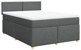 vidaXL Κρεβάτι Boxspring με Στρώμα Σκούρο Γκρι 140x200 εκ Υφασμάτινο