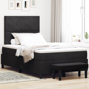 vidaXL Κρεβάτι με κουβέρτα και bench Μαύρο 120x200 εκ. Βελούδο