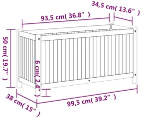 Ζαρντινιέρα Κήπου με Επένδυση 99,5x38x50 εκ. Μασίφ Ξύλο Ακακίας - Καφέ