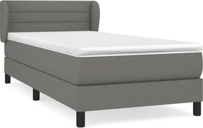 vidaXL Κρεβάτι Boxspring με Στρώμα Σκούρο Γκρι 90x200 εκ. Υφασμάτινο