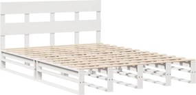 vidaXL Σκελετός Κρεβ. Χωρίς Στρώμα Λευκό 135x190 εκ Μασίφ Πεύκο