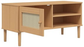 vidaXL Έπιπλο Τηλεόρασης SENJA Καφέ / Ρατάν 106x40x49 εκ. Μασίφ Πεύκο