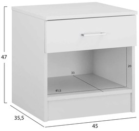 ΚΟΜΟΔΙΝΟ ΜΕ 1 ΣΥΡΤΑΡΙ LANEY ΛΕΥΚΟ HM2345.05 45x35,5x47 εκ.