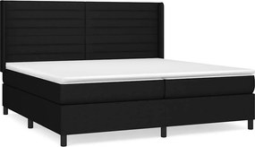 vidaXL Κρεβάτι Boxspring με Στρώμα Μαύρο 200x200 εκ. Υφασμάτινο