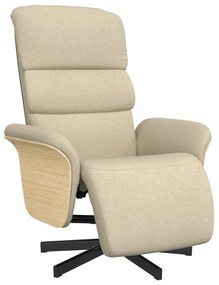 vidaXL Πολυθρόνα Ανακλινόμενη Κρεμ Υφασμάτινη με Υποπόδιο