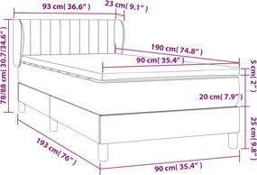 vidaXL Κρεβάτι Boxspring με Στρώμα Taupe 90x190 εκ.Υφασμάτινο