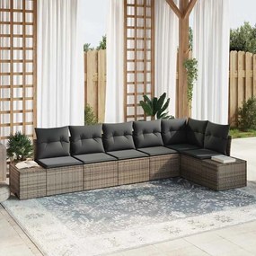 vidaXL Σετ Καναπέ Κήπου με μαξιλάρι 6 pcs Γκρι Πολυ ράταν