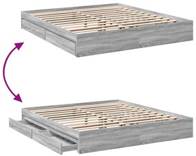 vidaXL Πλαίσιο Κρεβατιού με συρτάρια Γκρι sonoma 180x200εκ. Επεξ. Ξύλο