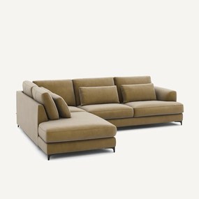 Γωνιακός καναπές αριστερός, βελούδινος, Marsile