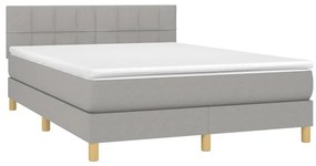 vidaXL Κρεβάτι Boxspring με Στρώμα Ανοιχτό Γκρι 140x190 εκ. Υφασμάτινο