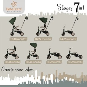Ποδηλατάκι τρίκυκλο 7 σε 1 Urban Forest Green Bebe Stars