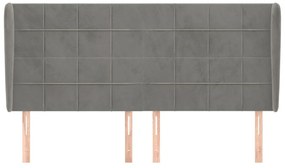 Κεφαλάρι με Πτερύγια Ανοιχτό Γκρι 203x23x118/128 εκ. Βελούδινο - Γκρι