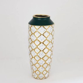 Βάζο Κεραμικό 752-20072 12.5x12.5x31cm Green-Gold Estheti Home Ceramic