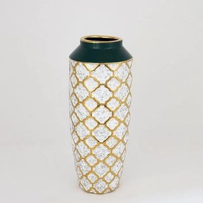 Βάζο Κεραμικό 752-20072 12.5x12.5x31cm Green-Gold Estheti Home Κεραμικό