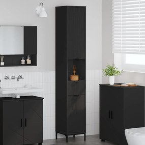 vidaXL Ψηλό ντουλάπι μπάνιου με συρτάρι Μαύρο 31.5 x 33 x 190 εκ.