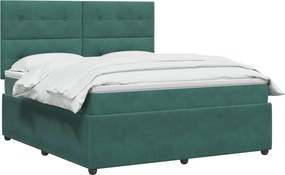 vidaXL Κρεβάτι box spring με στρώμα Σκούρο Πράσινο 140 x 190 cm