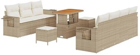 vidaXL Σετ Καναπέ Κήπου 10 pcs Μπεζ συνθετικό ρατάν