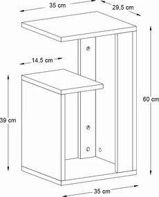 Τραπεζάκι βοηθητικό Rosana Megapap χρώμα λευκό 35x29,5x60εκ.