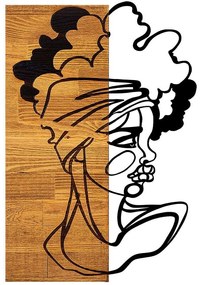 Διακοσμητικό Τοίχου African Woman 899SKL2223 33x3x50cm Light Walnut-Black Wallity Μέταλλο,Ξύλο