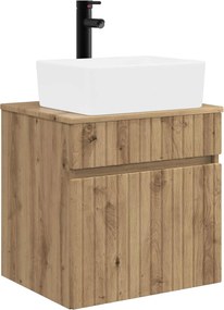 vidaXL Επιτοίχιος νιπτήρας βανίλιας Artisan Δρυς 49 x 41 x 63 εκ.