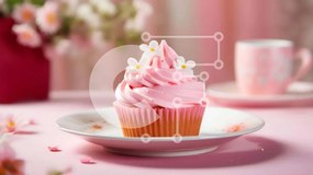 Intra Συλλεκτικό Ξύλινο Παζλ Plywood  4mm - Ροζ cupcake με φλιτζάνια καφέ και λουλούδια Σε Ξύλινο Κουτί - Διαστάσεις: 10x10 cm – 25 κομμάτια