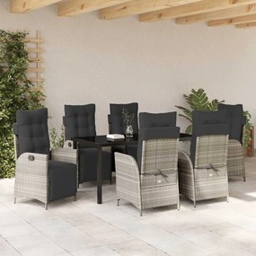 vidaXL Σέτ φαγητού για κήπο 7 pcs Ανοιχτό γκρι Πολυ ράταν