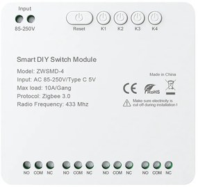 Μονάδα διακόπτη ZigBee 4 καναλιών με επαφή χωρίς τάση DC 32V Avatto ZWSMMD-4-250V