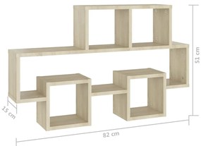 vidaXL Ράφι Τοίχου Σχήμα Αυτοκιν. Sonoma Δρυς 82x15x51 εκ. Επεξ. Ξύλο