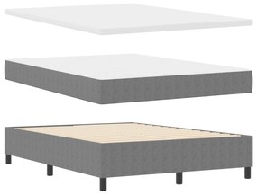 vidaXL Κρεβάτι με Βάση και Στρώμα & Φως LED Γκρι 140x200 cm Ύφασμα Κορδούρα