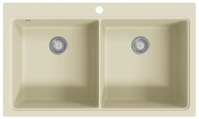 vidaXL Νεροχύτης με Διπλή Γούρνα Μπεζ Γρανιτένιος