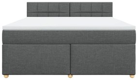 Κρεβάτι Boxspring με Στρώμα Σκούρο Γκρι 180x200 εκ Υφασμάτιν - Γκρι