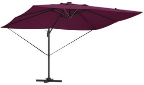 vidaXL Cantilever Roma Parasol με LEDs Μπορντώ 352x251x265 εκ. Αλουμίνιο