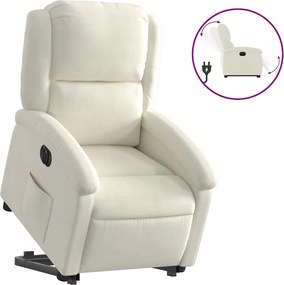 vidaXL Πολυθρόνα Ηλεκ. Ανακλινόμενη με Ανύψωση Κρεμ Βελούδο